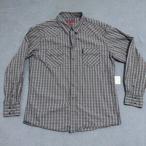 Cinch Button-Up Shirt Modern Fit Long Sleeve Plaid Multicolor Mens Size XXL